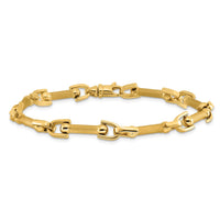 Load image into Gallery viewer, 14K Polished and Satin Fancy Link Bracelet
