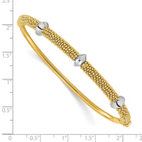 Load image into Gallery viewer, 14K Two-tone Polished and Textured Hinged Bangle
