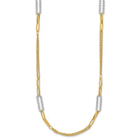 Load image into Gallery viewer, 14K Two-tone Polished and Textured Fancy Link Necklace
