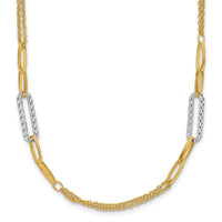 Load image into Gallery viewer, 14K Two-tone Polished and Textured Fancy Link Necklace
