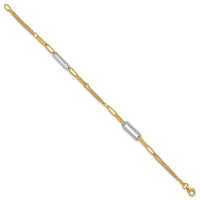 Load image into Gallery viewer, 14K Two-tone Polished and Diamond-cut Fancy Link Bracelet
