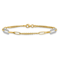 Load image into Gallery viewer, 14K Two-tone Polished and Diamond-cut Fancy Link Bracelet
