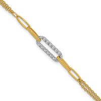Load image into Gallery viewer, 14K Two-tone Polished and Diamond-cut Fancy Link Bracelet

