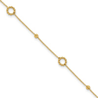 Load image into Gallery viewer, 14K Polished and Diamond-cut 10in Plus 1in ext. Anklet
