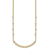Load image into Gallery viewer, 14K Two-tone Polished/Satin/Dia-cut Bar w/2in ext. Necklace
