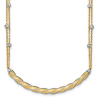 Load image into Gallery viewer, 14K Two-tone Polished/Satin/Dia-cut Bar w/2in ext. Necklace
