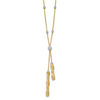 Load image into Gallery viewer, 14K Two-tone Polished/Satin/Dia-cut Fancy with 2in ext. Necklace
