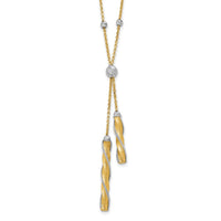 Load image into Gallery viewer, 14K Two-tone Polished/Satin/Dia-cut Fancy with 2in ext. Necklace
