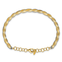 Load image into Gallery viewer, 14K Two-tone Polished/Satin/Dia-cut Fancy Adjustable Bangle
