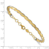 Load image into Gallery viewer, 14K Two-tone Polished/Satin/Dia-cut Fancy Adjustable Bangle
