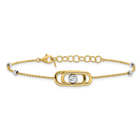 Load image into Gallery viewer, 14K Two-tone Polished / Dia-cut Fancy with 1in ext. Bracelet
