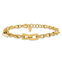 Load image into Gallery viewer, 14K Polished and Satin Fancy Link with 1in ext. Bracelet
