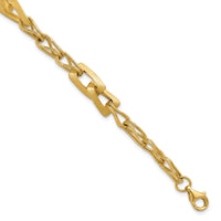 Load image into Gallery viewer, 14K Polished and Satin Fancy Link with 1in ext. Bracelet
