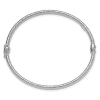 Load image into Gallery viewer, 14K w/White RH-plating Polished / Textured Hinged Bangle
