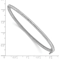 Load image into Gallery viewer, 14K w/White RH-plating Polished / Textured Hinged Bangle
