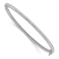 Load image into Gallery viewer, 14K w/White RH-plating Polished / Textured Hinged Bangle
