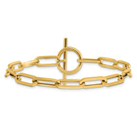 Load image into Gallery viewer, 14K Polished Fancy Link Toggle Clasp Bracelet

