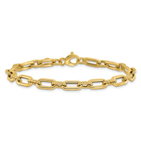 Load image into Gallery viewer, 14K Polished &amp; Textured Fancy Link Bracelet
