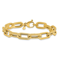 Load image into Gallery viewer, 14K Polished and Textured Fancy Link Bracelet
