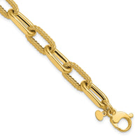 Load image into Gallery viewer, 14K Polished and Textured Fancy Link Bracelet
