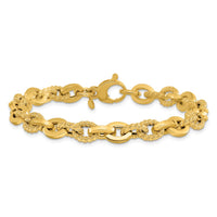 Load image into Gallery viewer, 14K Polished and Textured Fancy Link Bracelet
