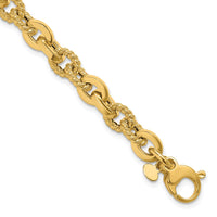 Load image into Gallery viewer, 14K Polished and Textured Fancy Link Bracelet
