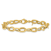 Load image into Gallery viewer, 14K Polished and Satin Fancy Link Bracelet
