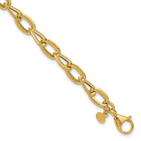 Load image into Gallery viewer, 14K Polished and Satin Fancy Link Bracelet
