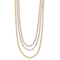 Load image into Gallery viewer, 14K Tri-color Polished 3-Strand Link Necklace
