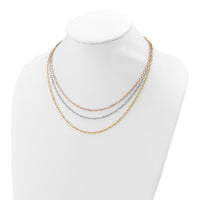 Load image into Gallery viewer, 14K Tri-color Polished 3-Strand Link Necklace
