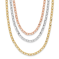 Load image into Gallery viewer, 14K Tri-color Polished 3-Strand Link Necklace
