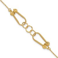 Load image into Gallery viewer, 14K Polished and Diamond-cut Fancy Link with 1in ext. Bracelet
