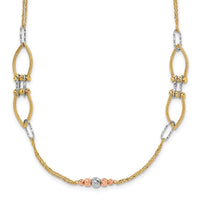 Load image into Gallery viewer, 14K Tri-color Polish/Textured/Dia-cut Fancy w/1.5in ext. Necklace
