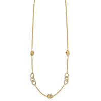 Load image into Gallery viewer, 14K Two-tone Polish/Textured/Dia-cut Fancy w/1in ext. Necklace
