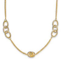 Load image into Gallery viewer, 14K Two-tone Polish/Textured/Dia-cut Fancy w/1in ext. Necklace
