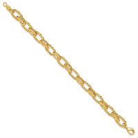 Load image into Gallery viewer, 14K Polished/Textured/Diamond-cut Fancy Link Bracelet

