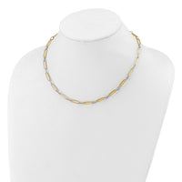 Load image into Gallery viewer, 14K w/White Rhodium Polished and Textured Fancy Link Necklace
