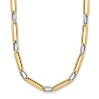 Load image into Gallery viewer, 14K w/White Rhodium Polished and Textured Fancy Link Necklace
