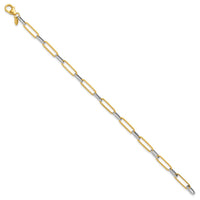 Load image into Gallery viewer, 14K w/White Rhod Polished/Textured Fancy Link Bracelet
