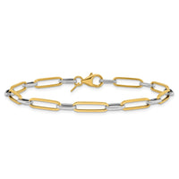 Load image into Gallery viewer, 14K w/White Rhod Polished/Textured Fancy Link Bracelet
