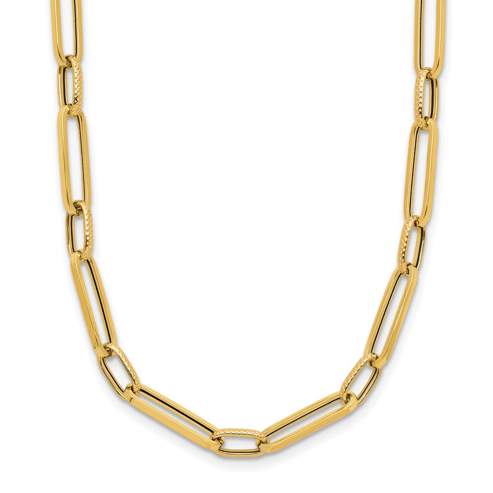14K Polished and Textured Fancy Link Necklace