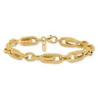 Load image into Gallery viewer, 14K Polished and Textured Fancy Link Bracelet
