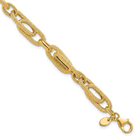 Load image into Gallery viewer, 14K Polished and Textured Fancy Link Bracelet
