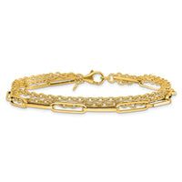 Load image into Gallery viewer, 14K Polished 3-strand Fancy Link Bracelet
