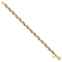 Load image into Gallery viewer, 14K Two-tone Polished and Textured Fancy Link Bracelet
