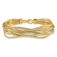 Load image into Gallery viewer, 14K Polished Mesh Diamond-cut 4-strand Wave Bracelet
