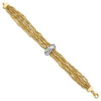 Load image into Gallery viewer, 14K with Rhodium Polished Knot Mesh Multi-strand Bracelet
