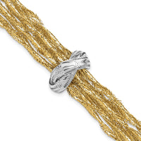 Load image into Gallery viewer, 14K with Rhodium Polished Knot Mesh Multi-strand Bracelet
