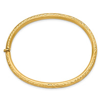 Load image into Gallery viewer, 14K Satin and Diamond-cut Hinged Bangle
