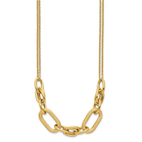 Load image into Gallery viewer, 14K Polished and Satin 2-strand Fancy Link with 1in ext. Necklace

